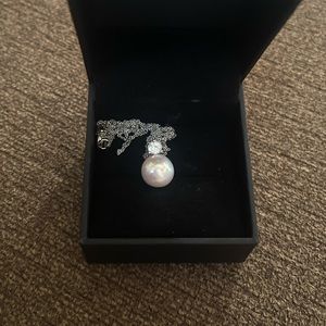 Kay Jewelers: Cultured Pearl & White Topaz Necklace Sterling Silver necklace